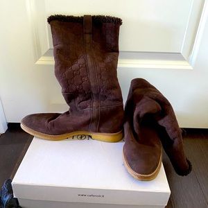 Brown suede Gucci Boots